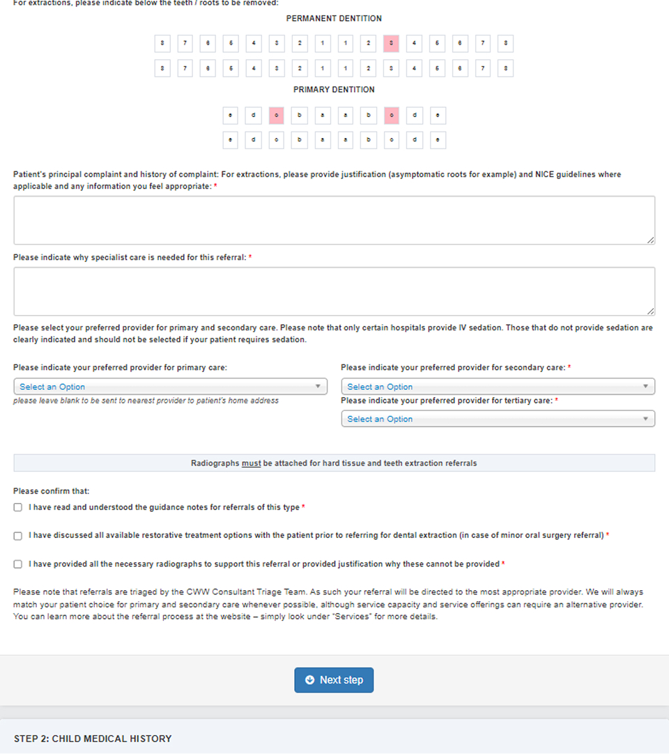 A multistep form by adding a new referral with many data validations